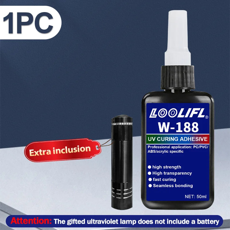 Highly Transparent UV Glue, Waterproof, UV-Enhanced Curing, Used for Handicraft Production, DIY Models. (With Ultraviolet Lamp)