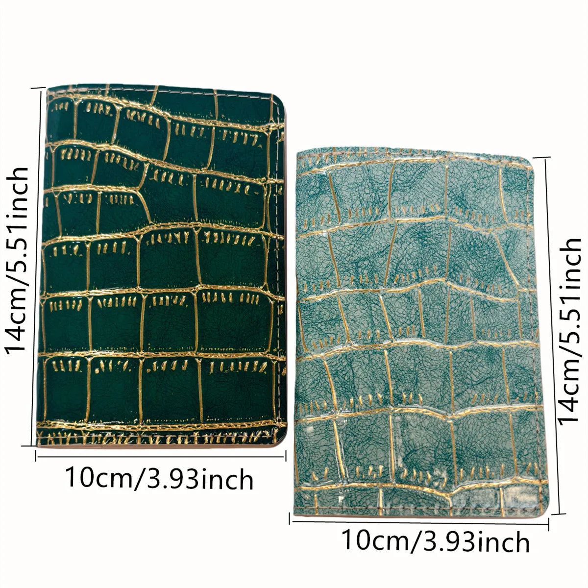 2PCS Crocodile Embossed Gold/Silver Color Border Passport Cove/Case/Holder/Wallet Card Holder Lightweight Travel Accessories