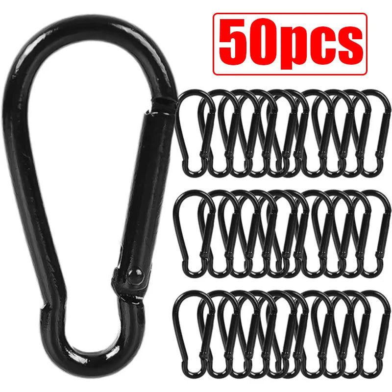 50/10Pcs Mini Carabiner Keychain Alluminum Alloy D Type Buckle Spring Snap Clip Hooks Keychain Carabiner for Keys Camping Tool