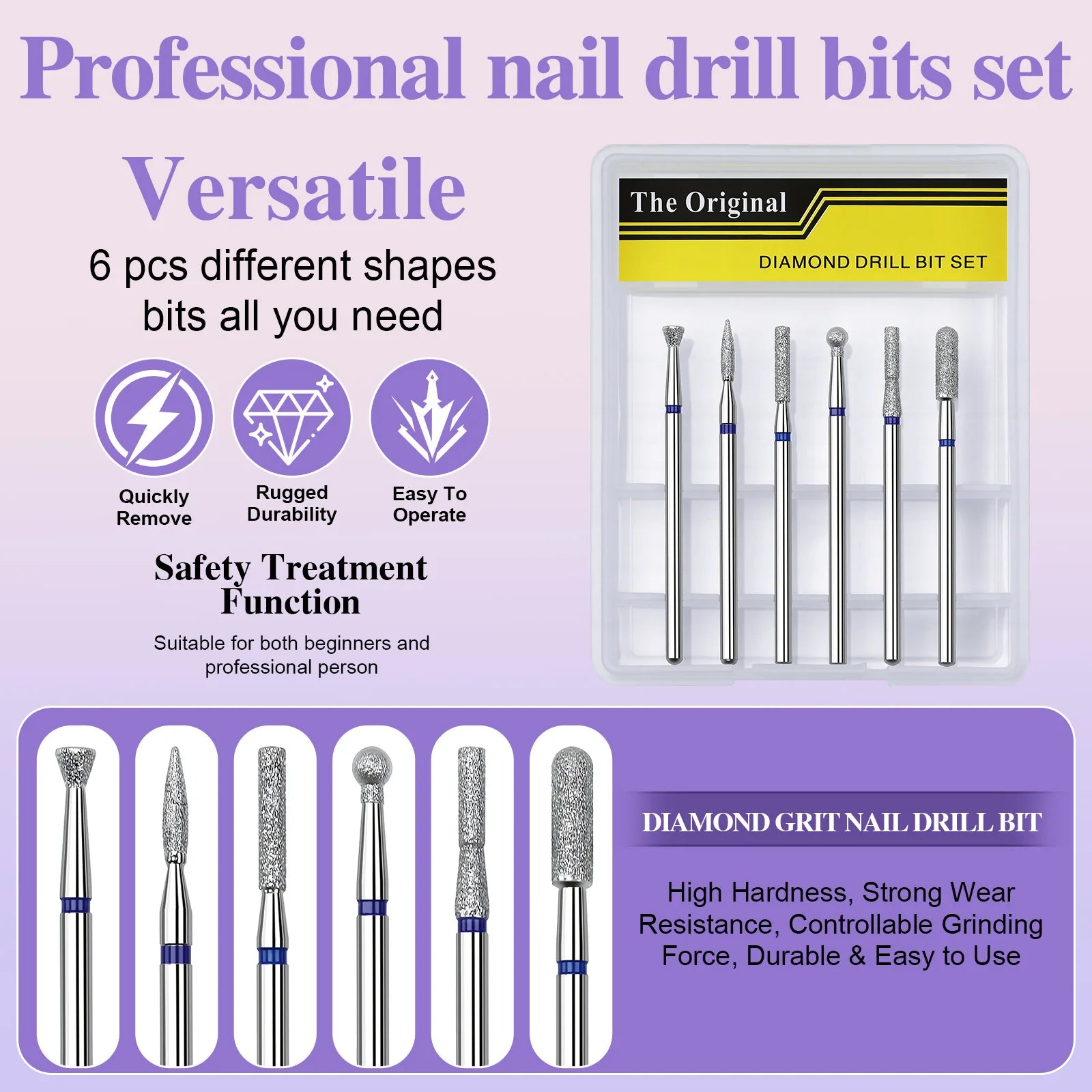 6Pcs/box Multi Functional Nail Cutters Electric Nail Drill Bits For Manicure Pedicure Tungsten alloy Grinding Head Nail Tools