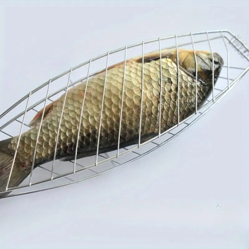 1Pc Barbecue Fish Grill Basket Stainless Steel Wired with Handle Outdoor Kitchen BBQ Tool for Camping