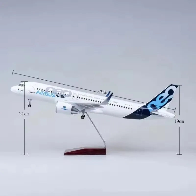 1:80 Scale 47 Cm Model Airbus A320 NEO Passanger Plane Toys Airplane Aircraft With Light And Wheel Collection Display Gifts Fans