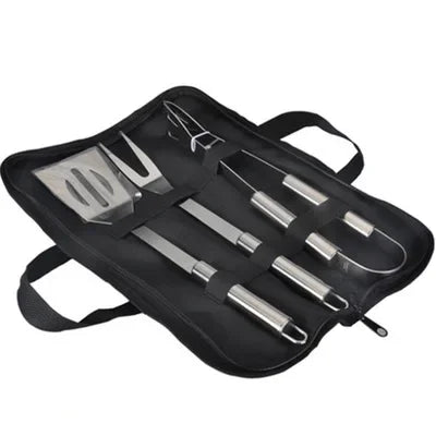 Stainless Steel Complete BBQ Tool Set Portable Storage Cloth Bag Grill Baking Accessories For Outdoor Barbecue Camping Cooking