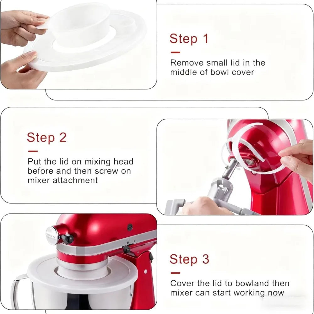 2PC Mixer Bowl Cove Plastic Prevent Spilling Ingredients Secure Mixer Bowl Lid for KitchenAid 4.5-5 Qt Tilt-Head Stand Mixers