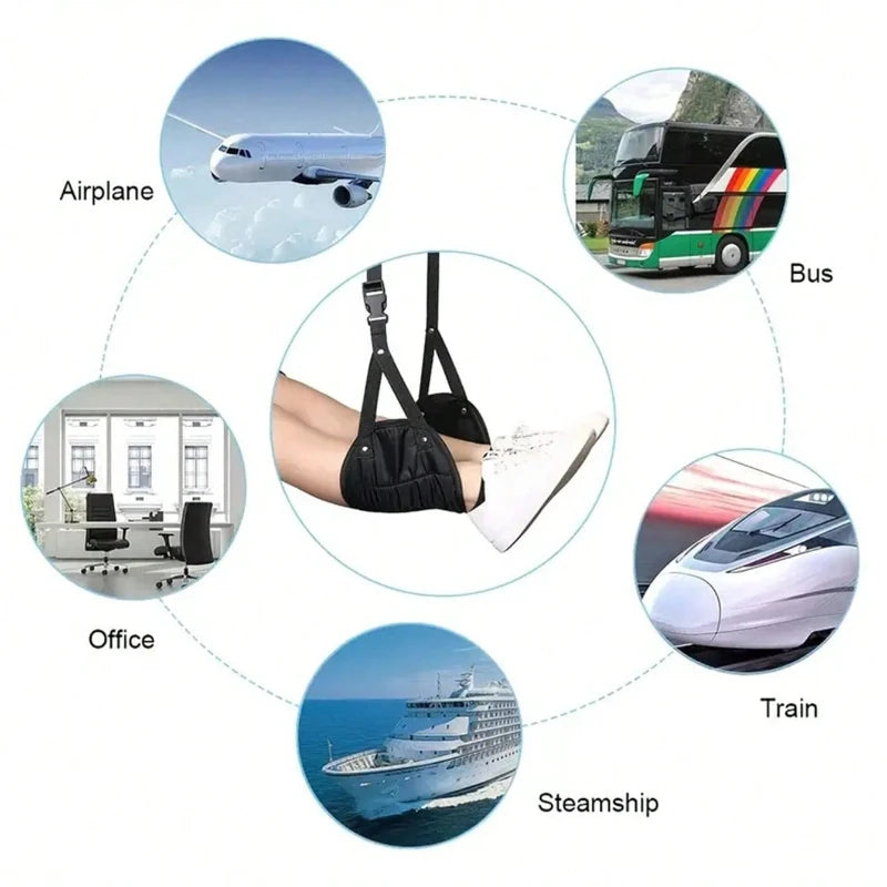 Portable Adjustable Footrest Hammock for Airplane Travel Long Flight Bus Train Office Travel Accessories for Leg Rest Foot Sling