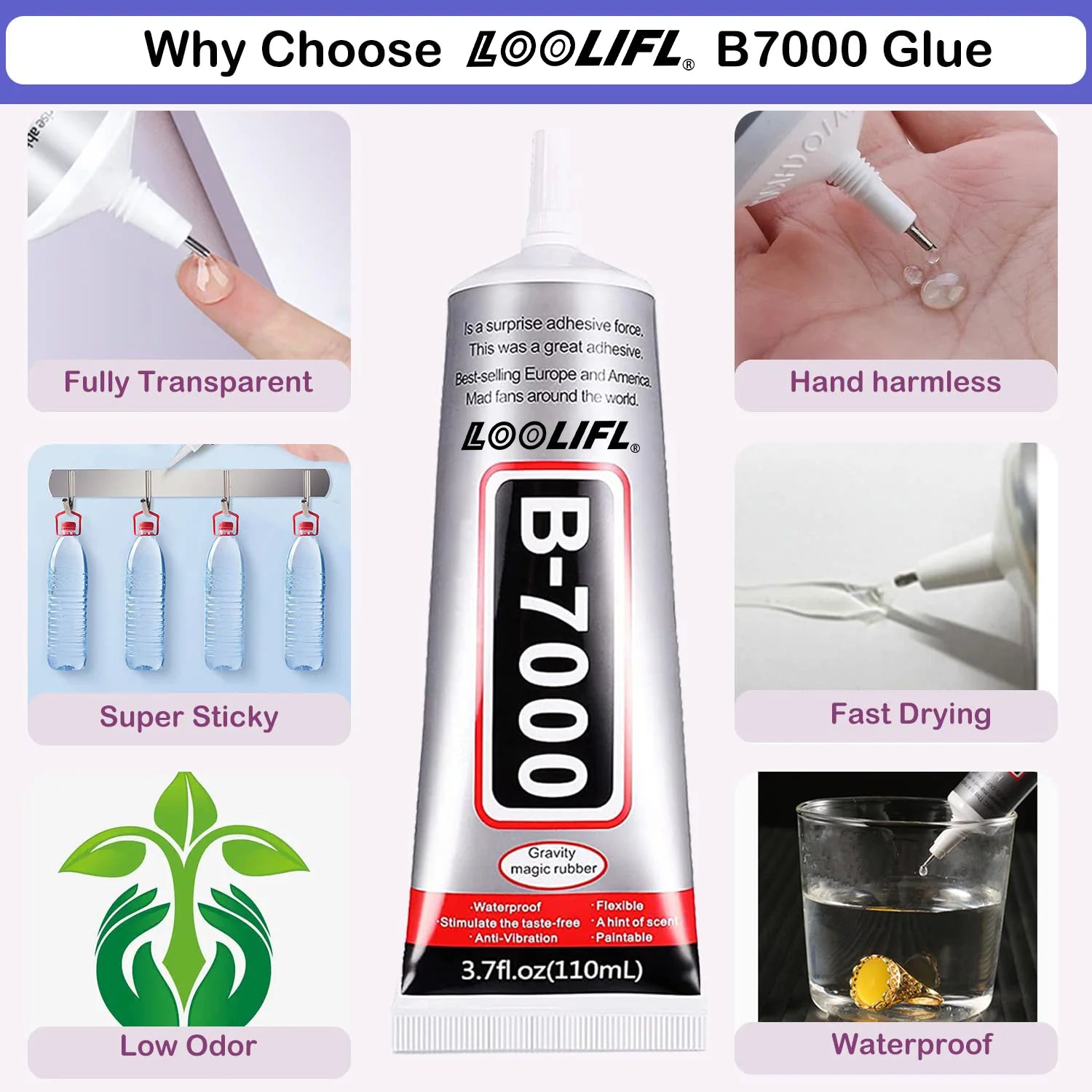 B7000 adhesive rhinestone glue, epoxy resin glue, suitable for crafts, DIY crafts, cosmetics, shoes, jewelry, nail art