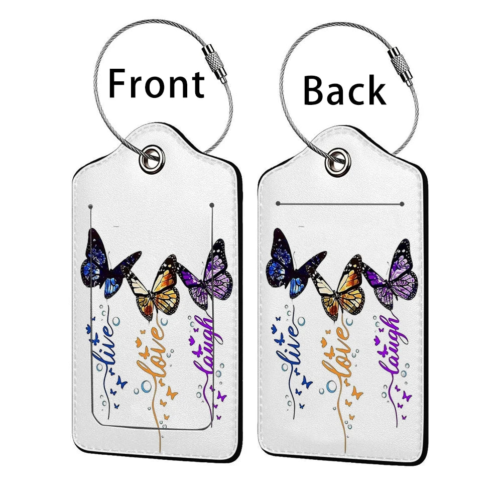 HOT SALE Tyrant butterfly Leather Business Luggage Tag Suitcase Address Label Luggage Boarding Case Label Name ID Address Clip