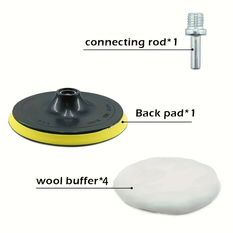 6 Piece Industrial Wool Polishing Kit Polishing Pad Car Waxing Sponge Disc Car Paint Care Car Gadgets
