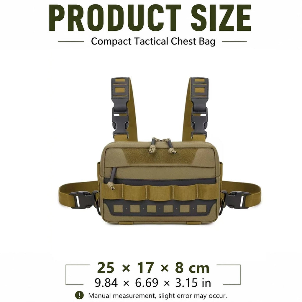 Functional Tactical Chest Bag Waist Bag Fishing MOLLE Outdoor EDC Chest Rig Pack for Cycling Hiking Camping Adjustable Harness