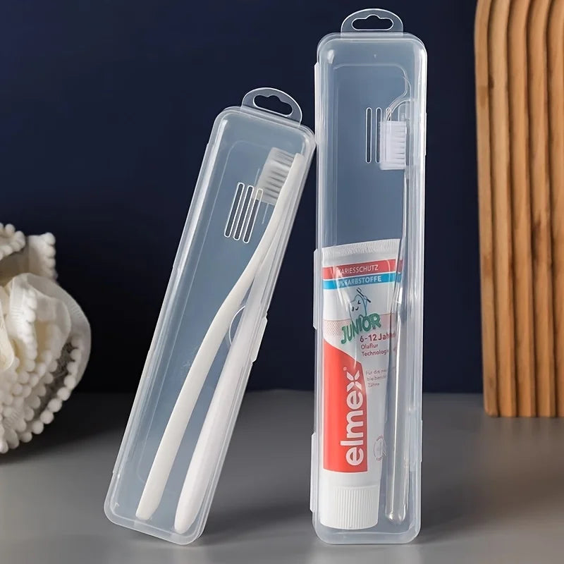 1 piece transparent portable toothbrush and toothpaste storage box, leak-proof travel toothbrush holder
