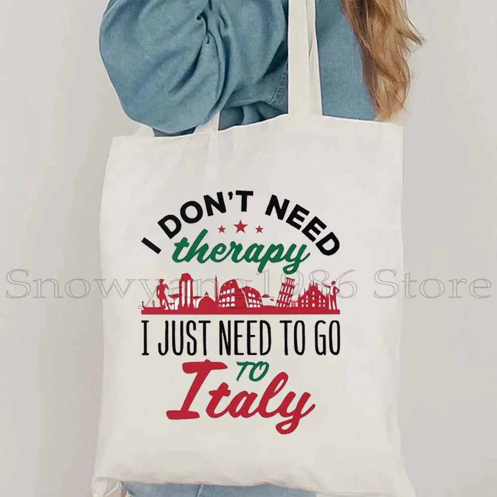 Funny Ciao Bella Saying Italy Flag Rome Colosseum Firenze Florence Panorama Italian Canvas Tote Bag Shopper Girl Casual Handbag