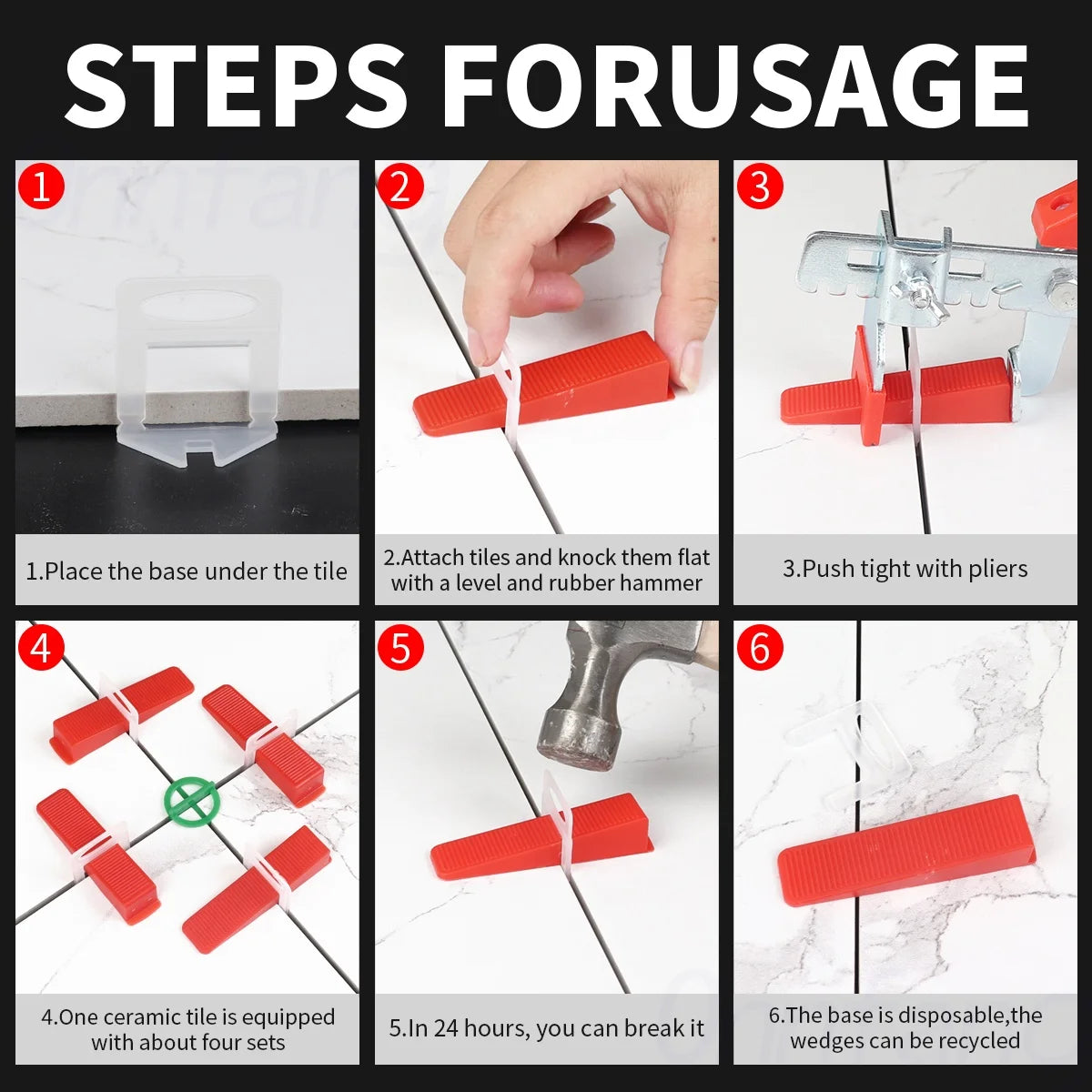 Tile Leveling System Laying Level Wedges Alignment Spacers Leveler Locator Spacers Flooring Wall level 1/1.5/2/2.5/3mm