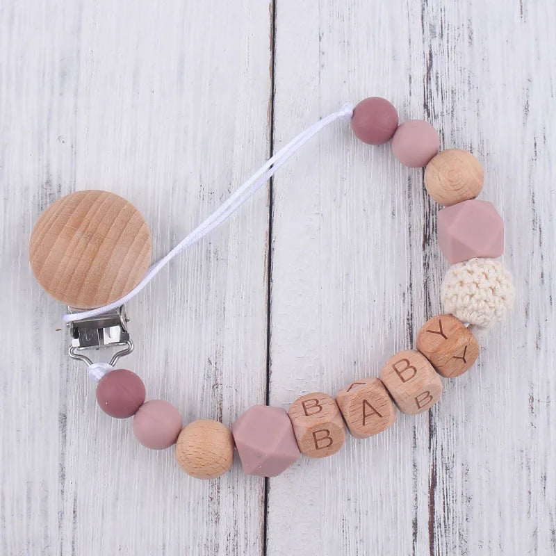 Baby Pacifier Clip Holder Free personalized name Food Silicone Teething With Newborn Gift Anti-drop Chain