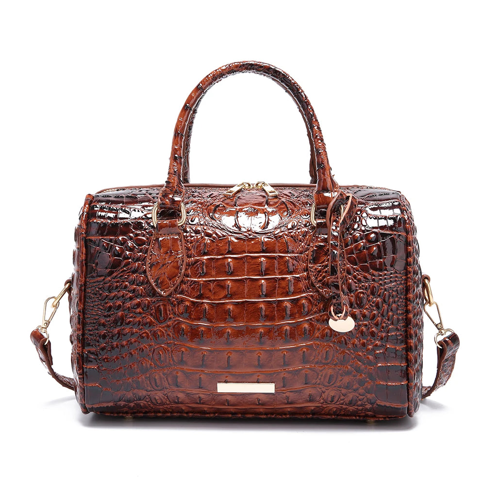 Gradient Embossed Duffle Bag Top-Handle Satchel with Detachable Strap, Casual Boston Style Crossbody Bag for Travel, Daily Commute, Weekend Getaway, Lightweight Multi-Purpose Tote Bag for Women Outdoor Activities