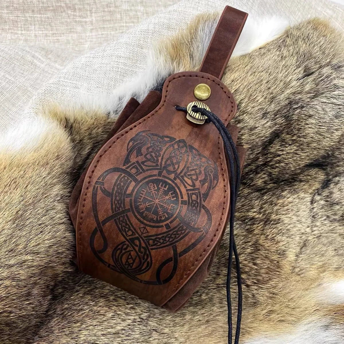 Genuine Leather DND Dice Bag Tray - Cute Drawstring Pouch RPG D&D Roleplaying Coin Purse Gift Ideas STZ04
