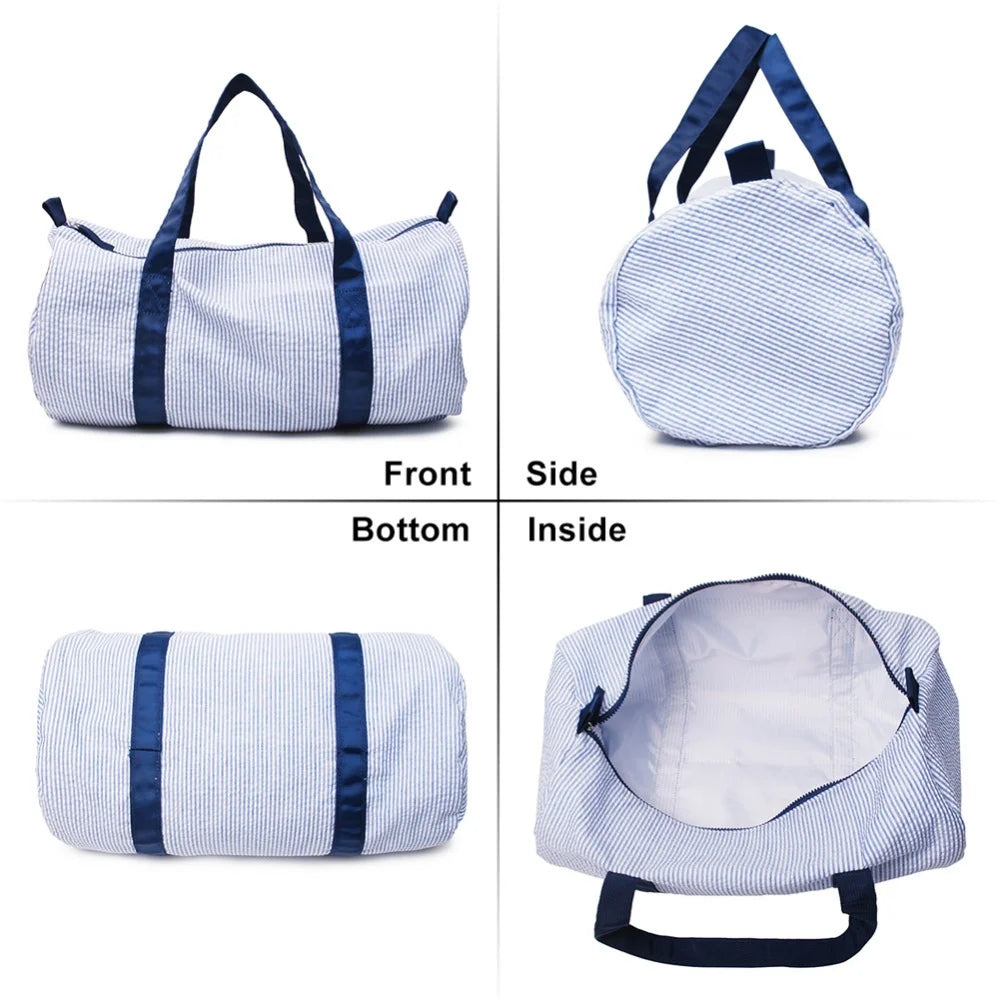 Seersucker Duffle Bag For Kids Travel Overnight Bag Carry On Lightweight Weekender Bag For Boys and Girls Back To School Gifts