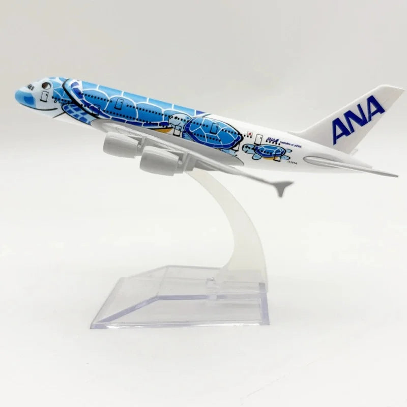 16/20CM A380 ANA Sea Turtle Metal Airplane Model Plane Toy with Display Stand for Adult Aviation Gifts Collection