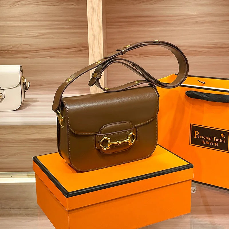 Luxury leather handbag large capacity fashion messenger shoulder bag functionality