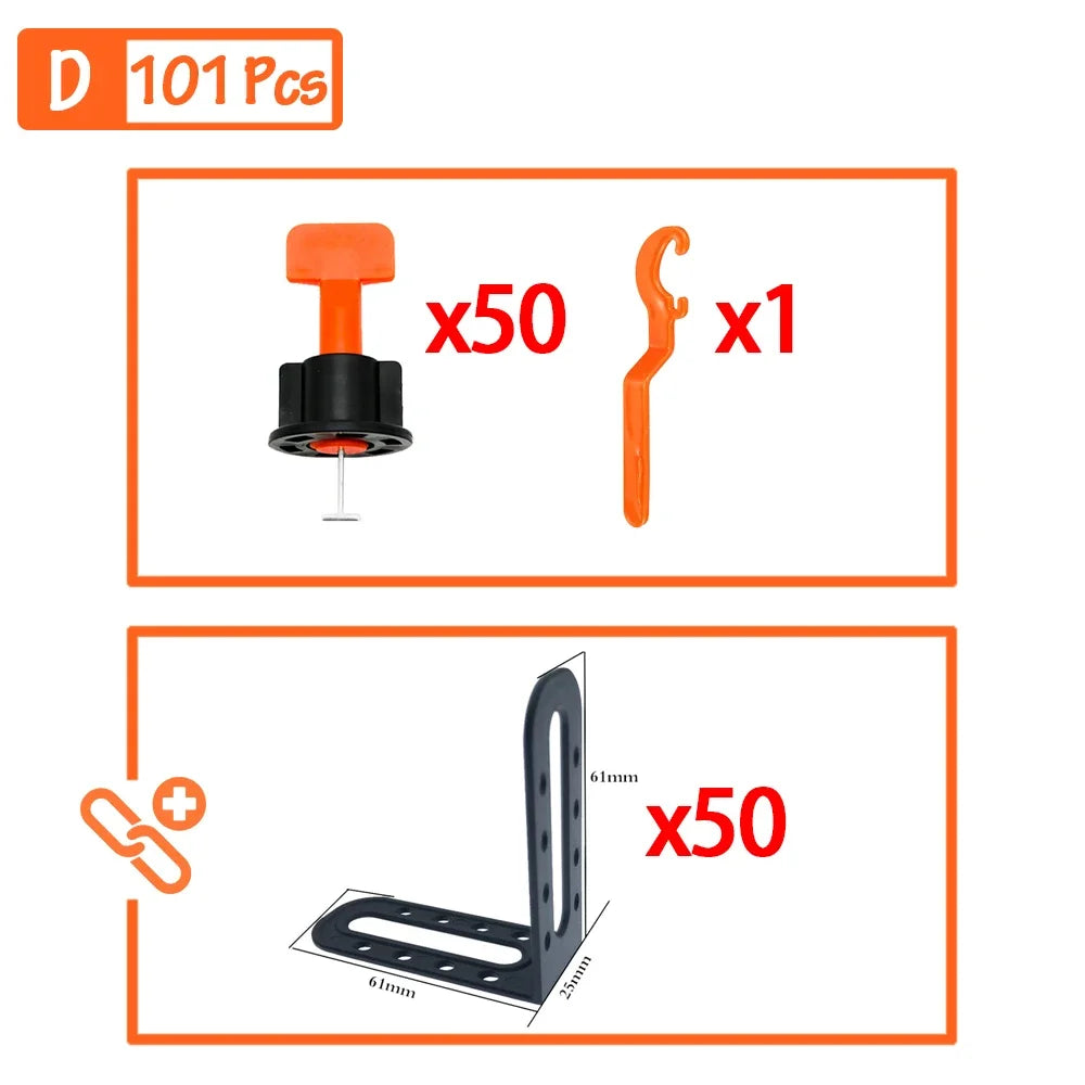 51-402Pcs Floor Tile Leveling System Clips Spacers Porcelain Ceramic Leveler Kit For Tile Laying Wall Fixing Construction Tools