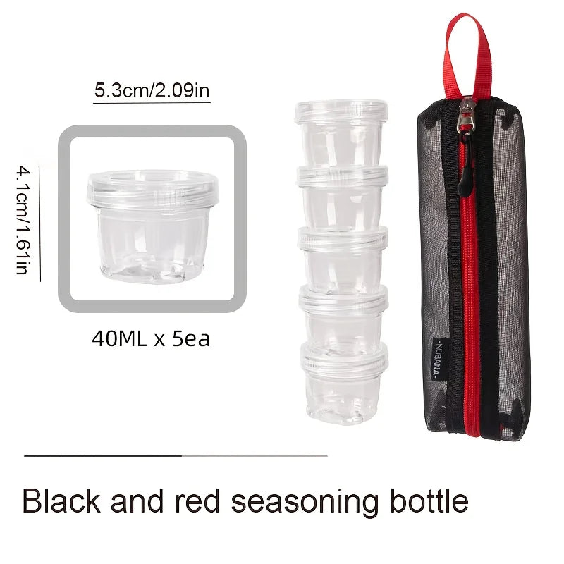 3/5pcs Portable Travel Camping Spice Jar Kit Spice Container Bag Clear Seasoning Bottles Travel Spice Condiment Container Set