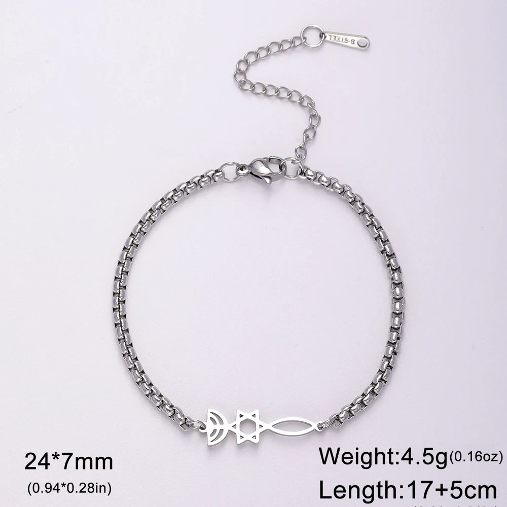 Dawapara Messianic Seal of Jerusalem Bracelet Jewish Star of David Menorah Religious Judaism Hanukkah Gifts Stainless Steel