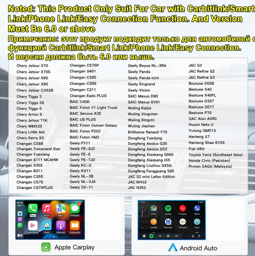 Carbitlink Smartlink Wireless CarPlay Android Auto Smart Box For Changan Hunter ALSVIN CS85 CS95 CS15 CS35 Plus