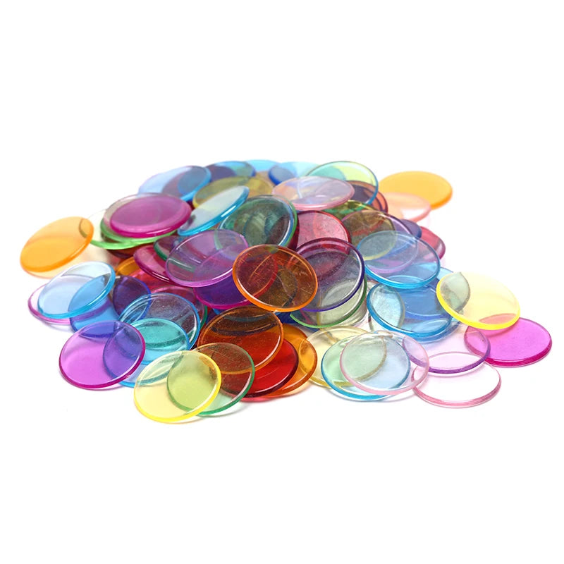 100pcs 19mm Poker Chips Count Bingo Chips Bingo Game Cards Plastic for Games