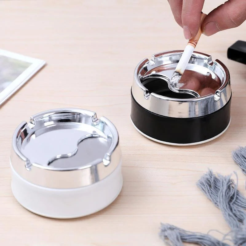 1Pc Car Ashtray Sealed Stainless Steel Rotating Ashtray with Lid Windproof Thickened Car Dust Storage Box Home Office Ashtray