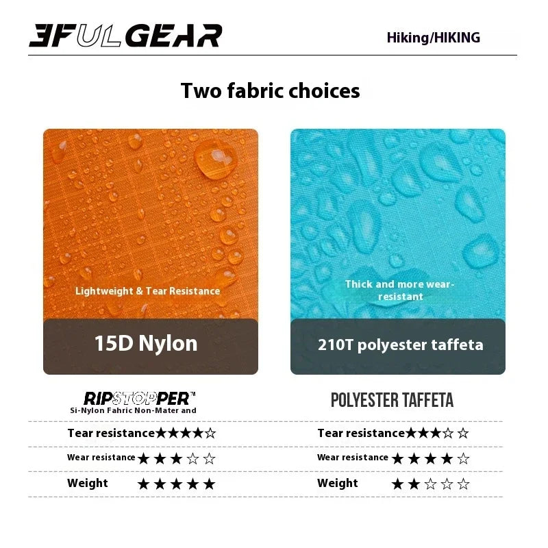 3F UL GEAR 3 In 1 Ultralight Hiking Raincoat Camping Poncho Tarp Outdoor Awning Travel Rain Coats 15D Silicone Rain Jacket Cover
