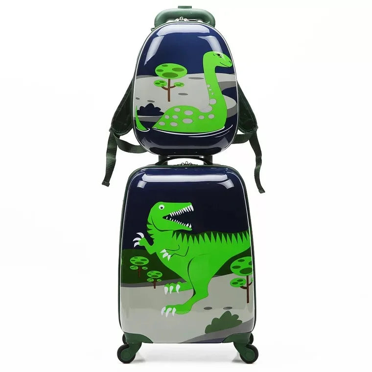 Cartoon trolley suitcase with backpack set children's cute 13 inch bag boys girls 18 inch carry on rolling luggage travel valise