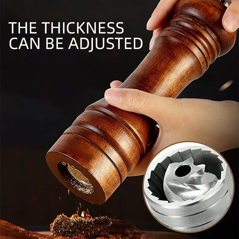 NEW Classical Oak Wood Pepper Spice Mill Grinder Set Handheld Seasoning Adjustable Mills Grinder Ceramic Grinding Core Tools Set