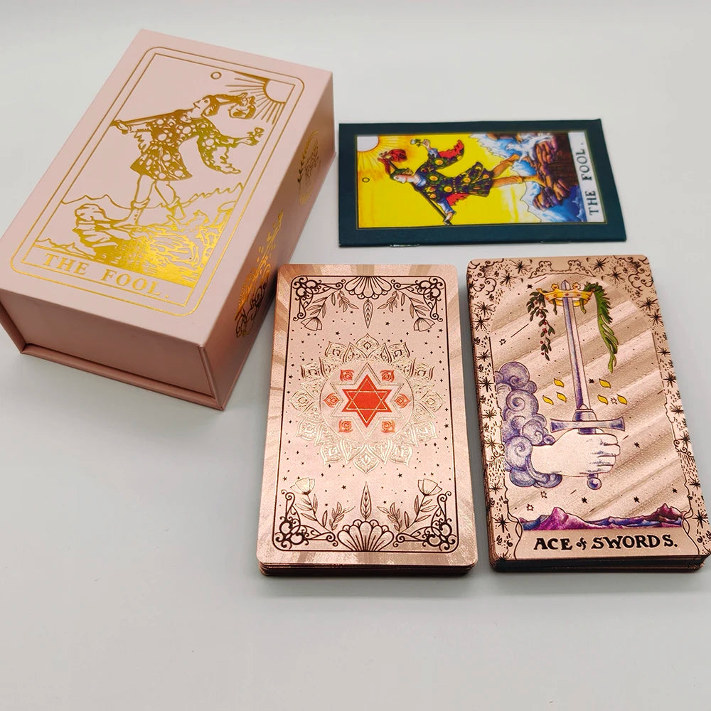 Stunning Appearance Oracle Cards Rose Pink Gold Foil Tarot Mysterious Board Game with Guidebook For Beginners