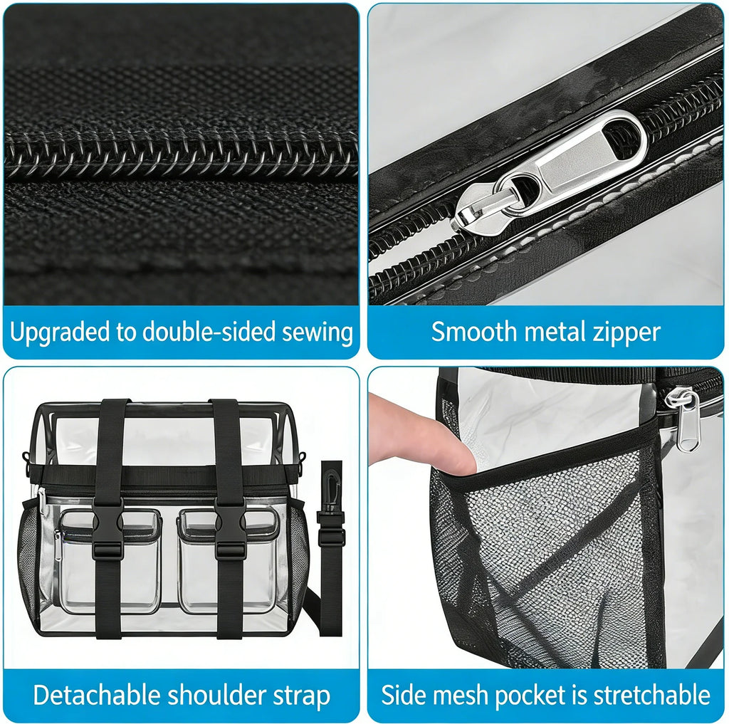 Pink Portable PVC Travel Bag for Concerts Sports Festivals,Large Capacity Transparent Design for Easy Organization and Washing