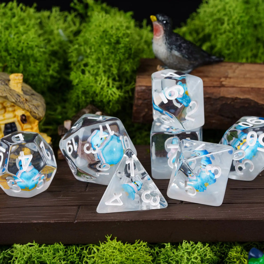 Cusdie Animal DnD Dices Cute Resin 7Pcs Various D4 D6 D8 D10 D% D12 D20  Polyhedral Dice Set for D&D Role Playing Board Games