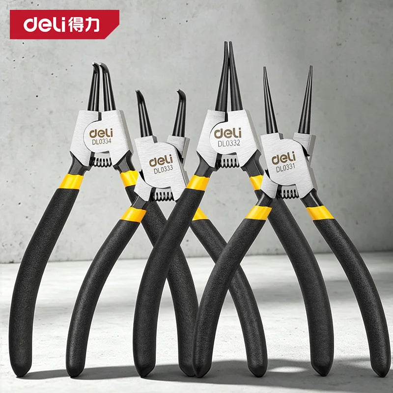 Deli 5inch Circlip Pliers, Needle Nose Pliers, Retaining Ring Pliers, for Removing Installing Puller Locking Rings Shafts