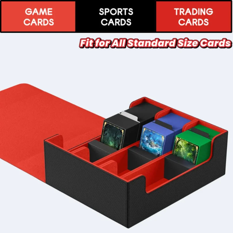 Trading Card Storage Box, 1800+ Sleeved Cards, Magnetic Closure PU Leather Deck Box for MTG Pokemon YuGiOh Sports Cards Organize