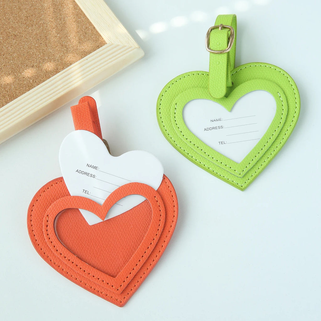 Personalized Heart Luggage Tag Custom Name Pu Leather Suitcase Tag Customized Travel Bag Label for Women Travel Accessory Gift