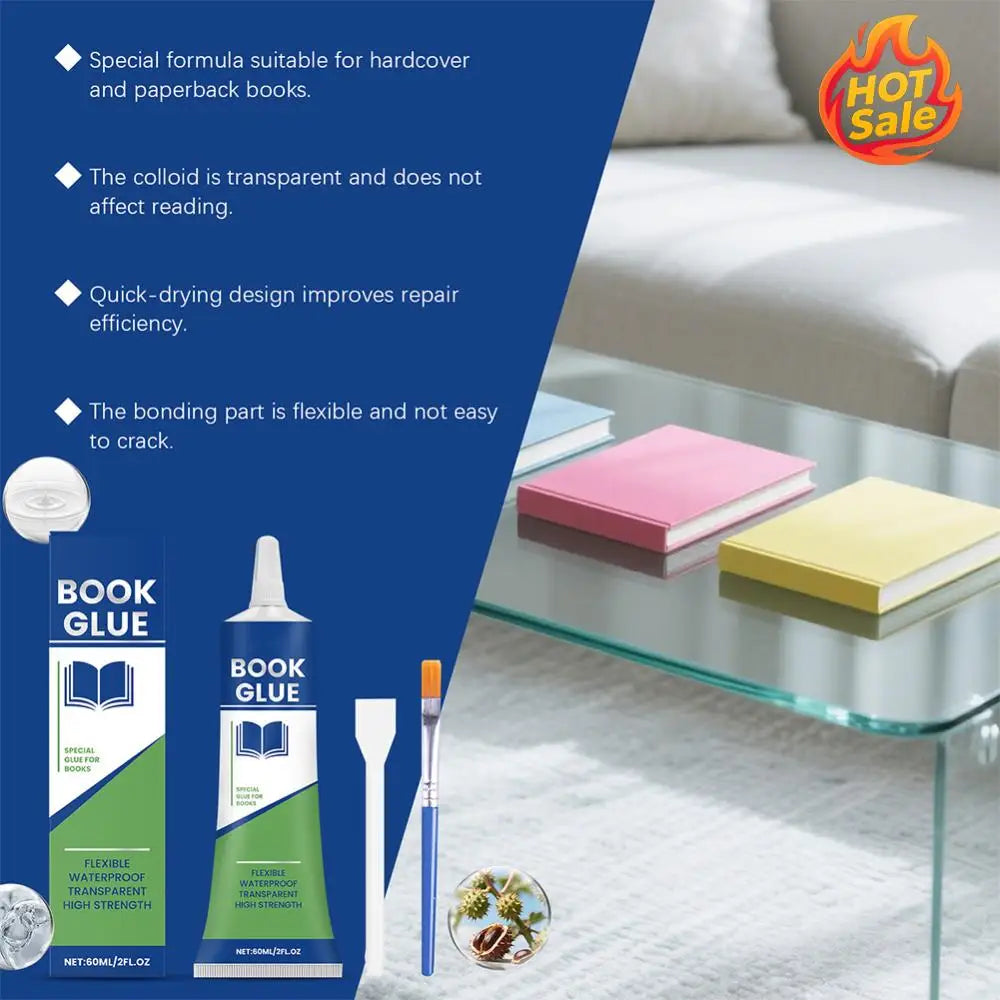 Book Repair Glue Strong Adhesive Transparent Book Binding Adhesive Quick-Drying Repair Glue for Envelopes Postcards Paper Craft
