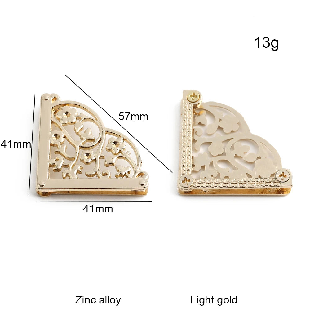 4/30/100PCS 64x64mm,48x48mm Edges Hollow Fixed Decorative Buckle For Handbag Metal Bag Corner Protectors With Screws Accessories