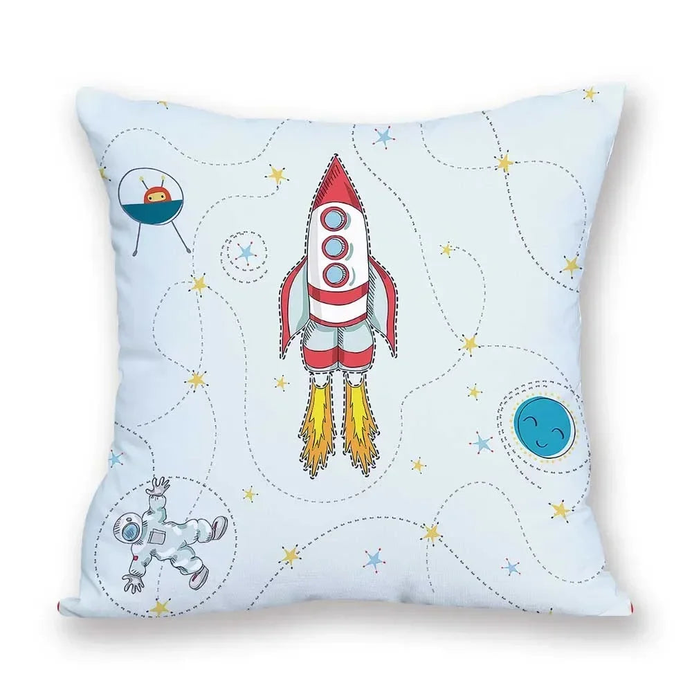 Cosmic pattern of the Sun, planets Double-sided Printed pillow cover Short plush Suitable living rooms sofas throw cushion cover