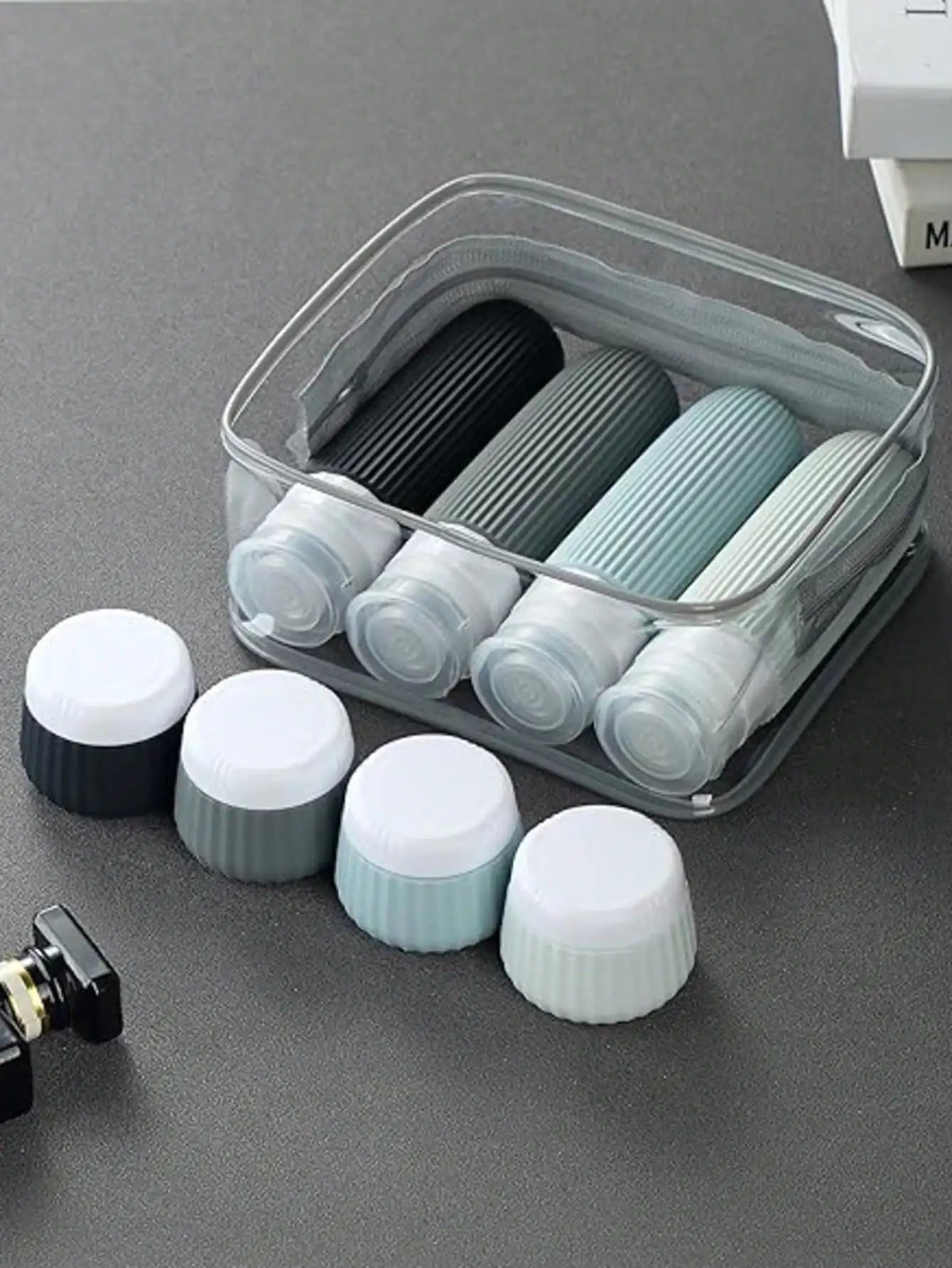 Travel Toiletry Bottles 【8Pcs】Set, 3 Ounces (about 85 Grams), Travel Toiletry Containers, Leak-Proof Squeezable Silicone Travel Essential Cream Jars. 【Travel】Seasonal and 【Ship and Plane】Travel Essentials