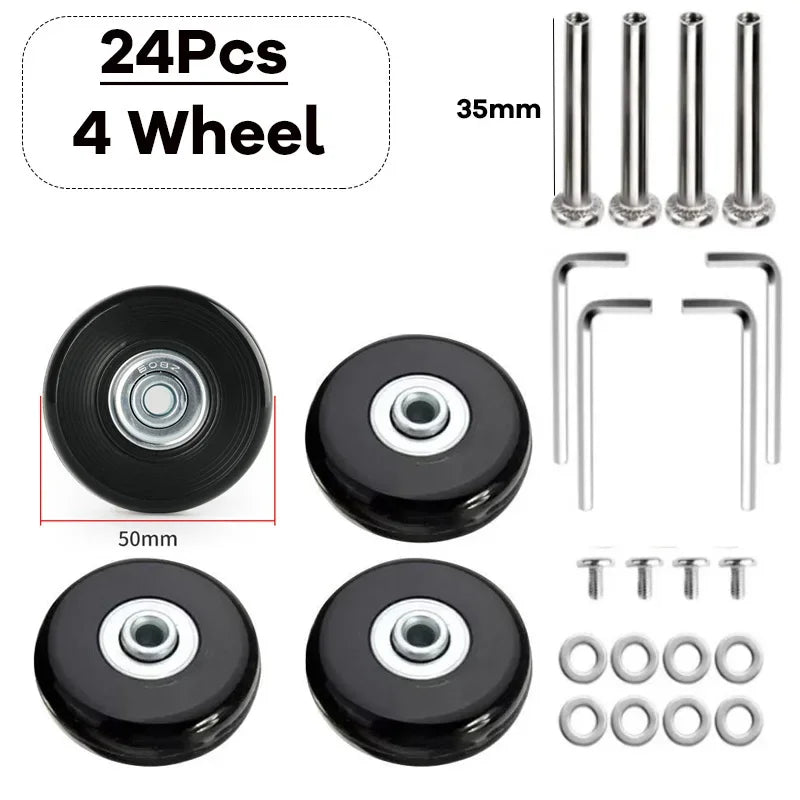 Silent Suitcase Wheels Rubber Trolley Luggage Casters High-Quality Durable Travel Bag Wheel Repair Accessories for Quiet Rolling
