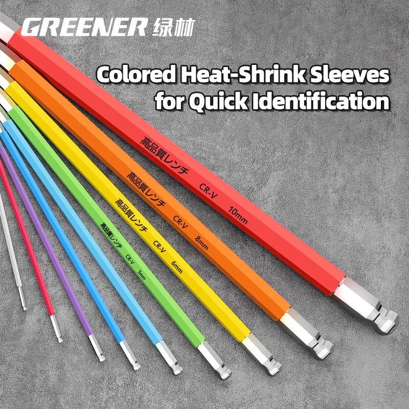 GREENERY Rainbow Hex Key Allen Wrench Set High-strength Extended Universal Wrench L Wrench Metric Hex Key for Allen Screws