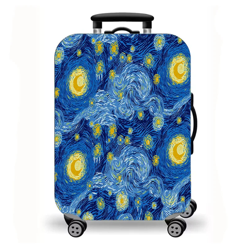 Luggage protective cover, retro printed elastic suitcase protective cover, retro floral pattern.