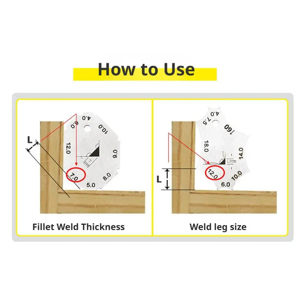 Mini Pocket Welding Joint Two-piece Gage Stainless Steel Fillet Weld Seam Gap Butt Weld Gauge High Precision Inspection Ruler
