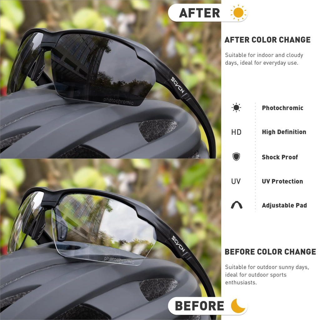 SCVCN Color Photochromic Cycling Glasses Explosion Proof Hunting CS War Game Eyewear Fashion Outdoor Airsoft Shooting Glasses