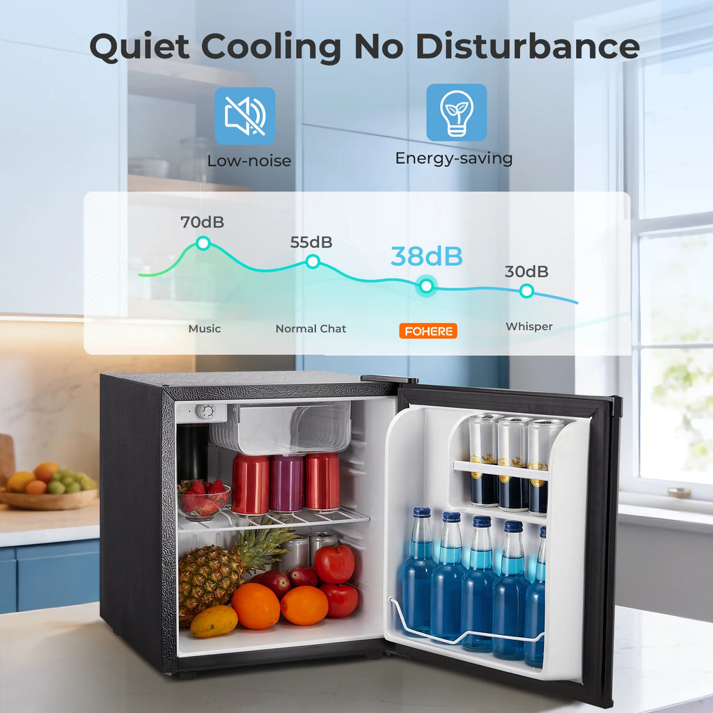 Mini Fridge 1.6 Cu.ft, Compact Small Drinks Refrigerator, Energy Saving, Adjustable Thermostat Dorm, Apartment, Bedroom, Black
