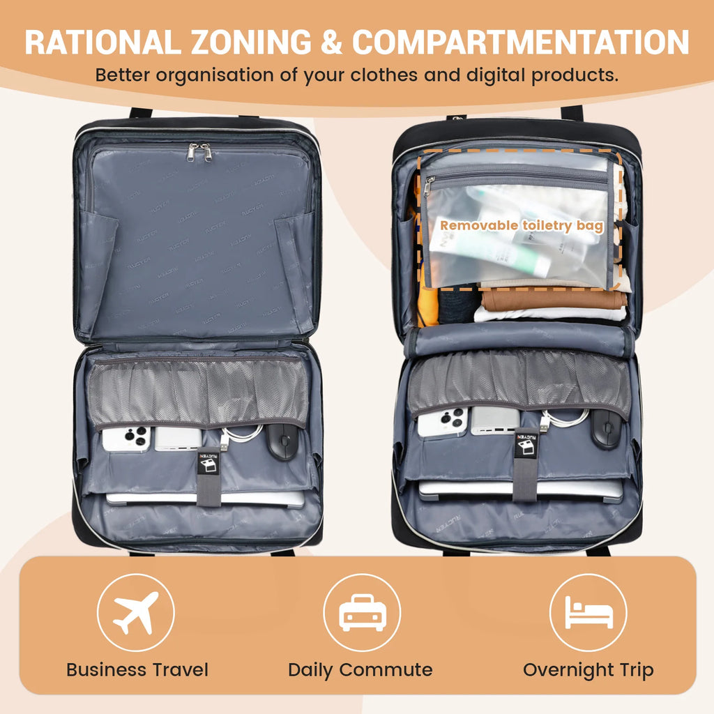 18 inch Travel Rolling Laptop Bag Wheeled Luggage Business Boarding Laptop Bag Rolling Briefcase for Men & Women Waterproof