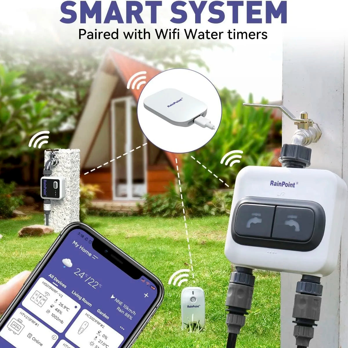 Wifi Smart Soil Moisture Meter,3-in-1 Soil Moisture/Temperature/Light Tester, Wireless Soil Moisture Sensor For Garden