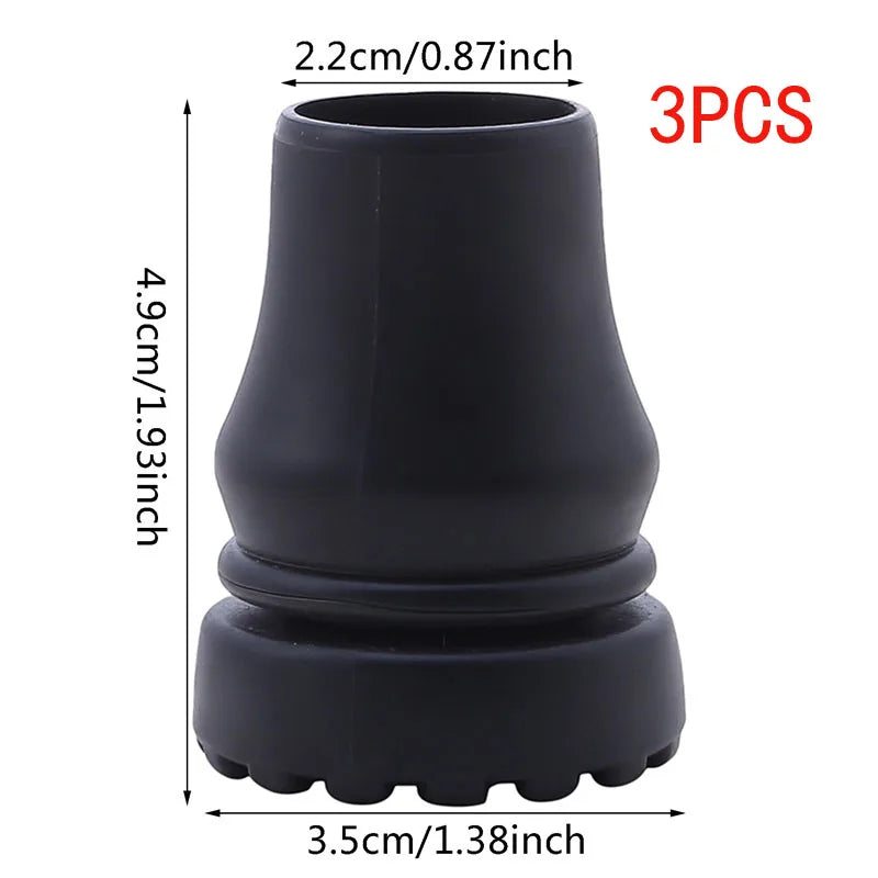 Rubber Pad Cap Non-Slip Walking Stick Crutch Cane Bottom Pads Cover Protector Climbing Hiking Trekking Pole Tip Black 16/19/22mm